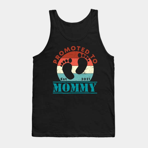 Retro Vintage Promoted to Mommy 2021 new Mom gift mommy Tank Top by Abko90